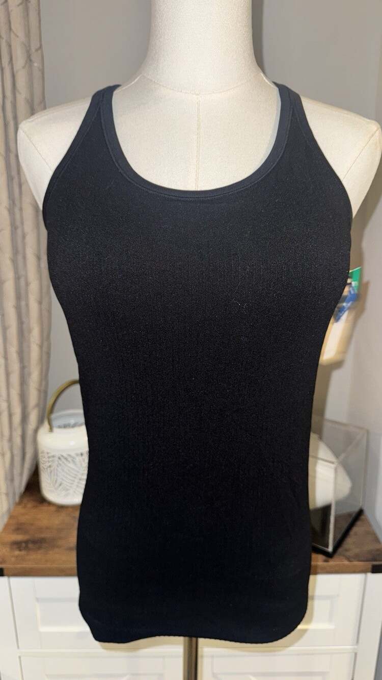 ATTRACO Womens Black Racerback Tank Top Size M Athletic Workout Gym Activewear